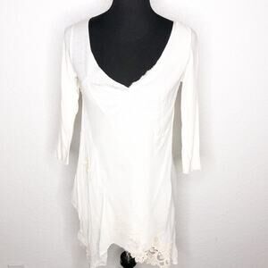 Sundance ivory cream silk crochet lace overlay knit top size Small NWT